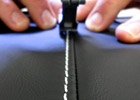 leather stitching close up